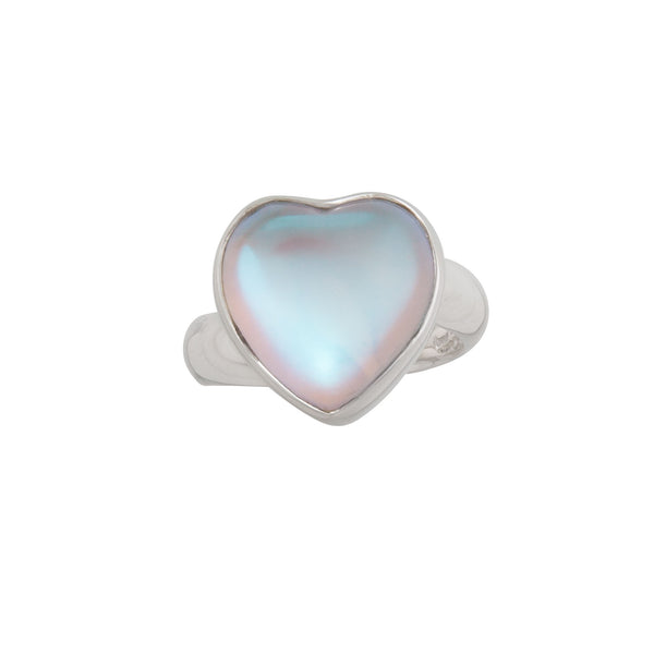 Charles Albert Heartfelt Sterling Silver Petite Luminite Adjustable Ring Sterling Silver Rings