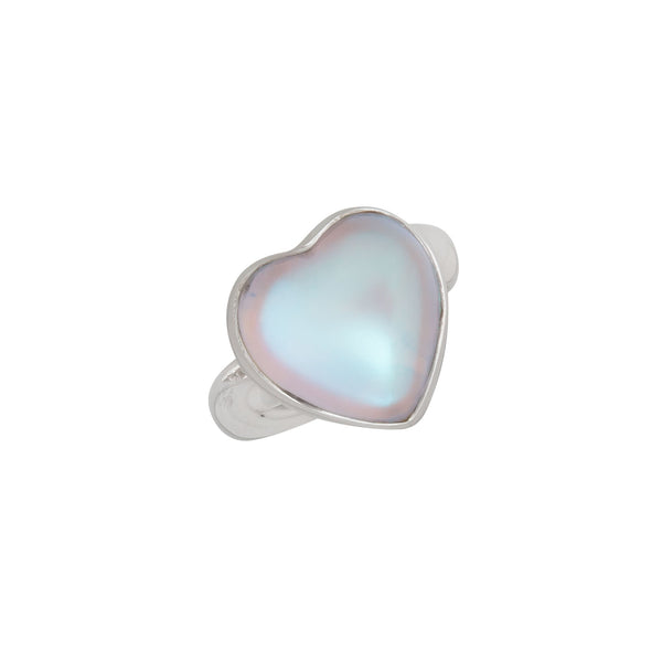charles albert Heartfelt Sterling Silver Petite Luminite Adjustable Ring Sterling Silver Rings