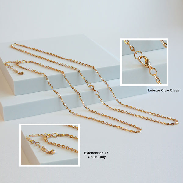 Charles Albert NEW - Gold Tone Base Metal Flat Oval Chain Base Metal Chain + Silver Plated Neckwires