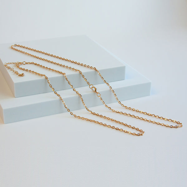 Charles Albert NEW - Gold Tone Base Metal Flat Oval Chain Base Metal Chain + Silver Plated Neckwires