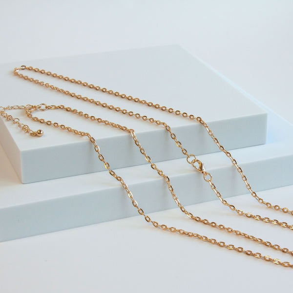 charles albert NEW - Gold Tone Base Metal Flat Oval Chain Base Metal Chain + Silver Plated Neckwires