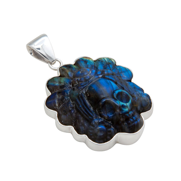 Charles Albert Silver Labradorite Headdress Skull Pendant Sterling Silver Pendants