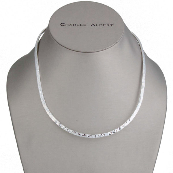 Charles Albert Silver Plated Hammered Open Oval Neckwire Base Metal Chain + Silver Plated Neckwires