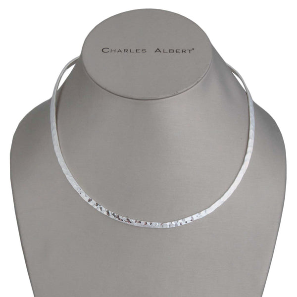 Charles Albert Silver Plated Hammered Open Round Neckwire Base Metal Chain + Silver Plated Neckwires