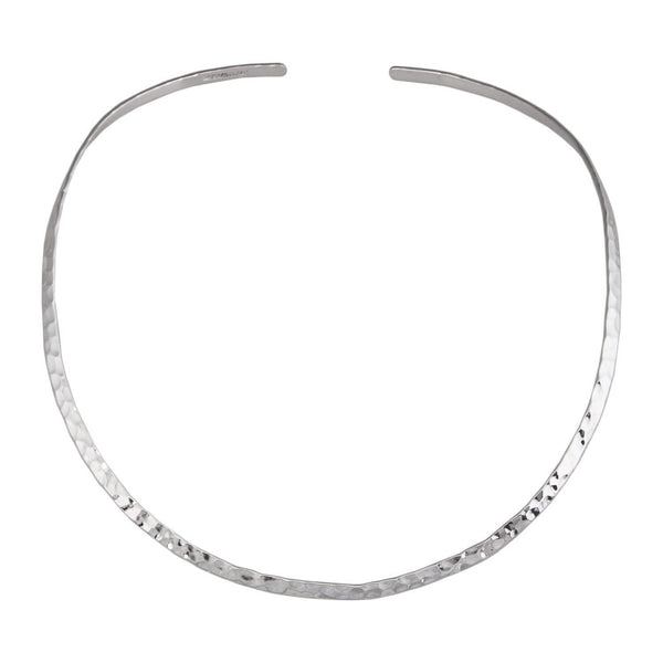 charles albert Silver Plated Hammered Open Round Neckwire Base Metal Chain + Silver Plated Neckwires