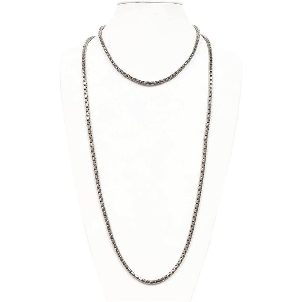 Charles Albert Silver Tone 36" Base Metal Box Chain Base Metal Chain + Silver Plated Neckwires