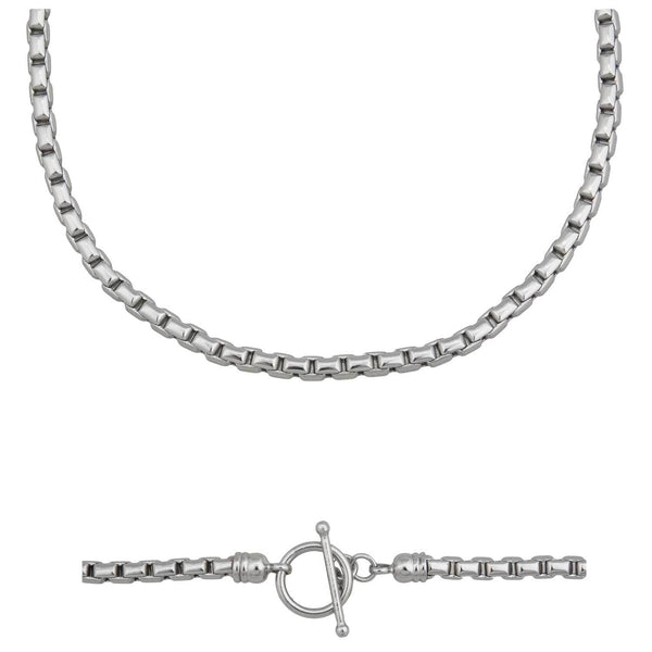 Charles Albert Silver Tone 36" Base Metal Box Chain Base Metal Chain + Silver Plated Neckwires