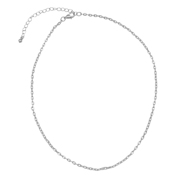 charles albert Silver Tone Flat Oval Base Metal Chain - NEW Style Base Metal Chain + Silver Plated Neckwires