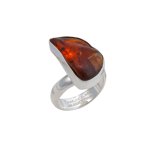 Charles Albert Sterling Silver Amber Adjustable Ring Sterling Silver Rings