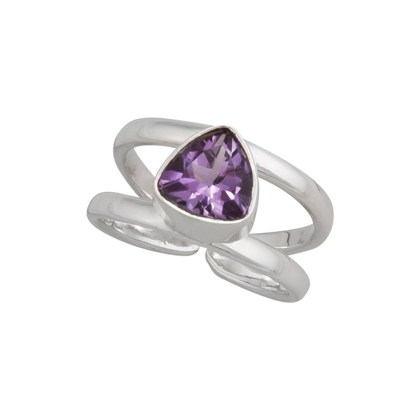Charles Albert Sterling Silver Amethyst Adjustable Cuff Ring Sterling Silver Rings