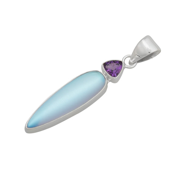Charles Albert Sterling Silver Amethyst And Luminite Pendant Sterling Silver Pendants
