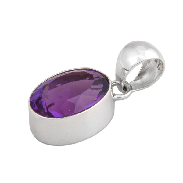 Charles Albert Sterling Silver Amethyst Oval Pendant Sterling Silver Pendants
