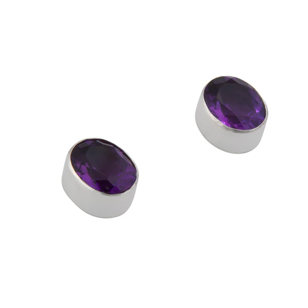 Charles Albert Sterling Silver Amethyst Post Earrings Sterling Silver Earrings