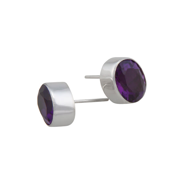 Charles Albert Sterling Silver Amethyst Post Earrings Sterling Silver Earrings