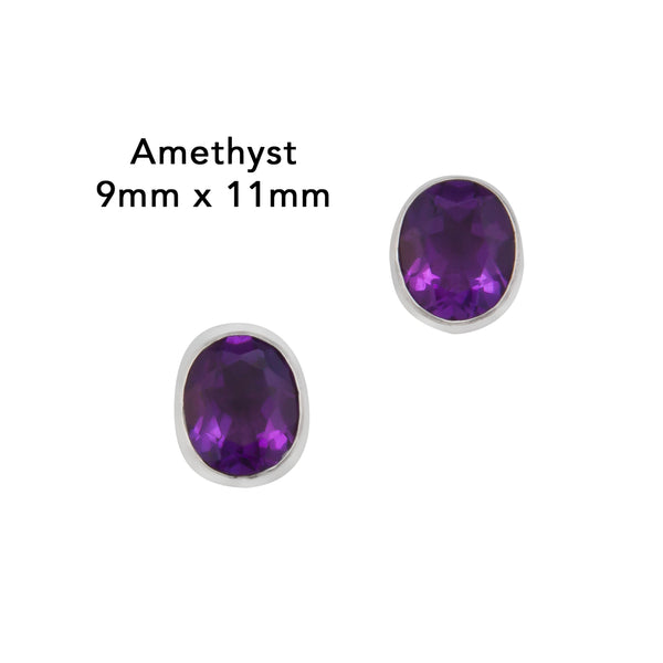 Charles Albert Sterling Silver Amethyst Post Earrings Sterling Silver Earrings