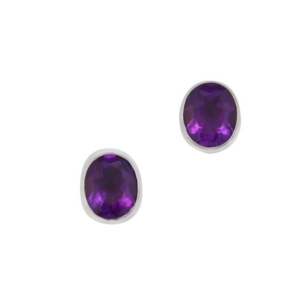 charles albert Sterling Silver Amethyst Post Earrings Sterling Silver Earrings