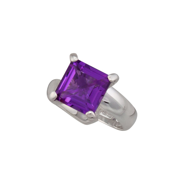 Charles Albert Sterling Silver Amethyst Prong Set Adjustable Ring Sterling Silver Rings