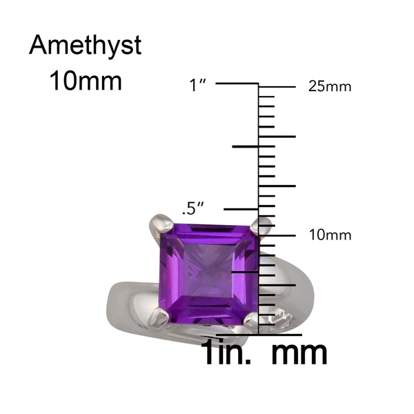 Charles Albert Sterling Silver Amethyst Prong Set Adjustable Ring Sterling Silver Rings