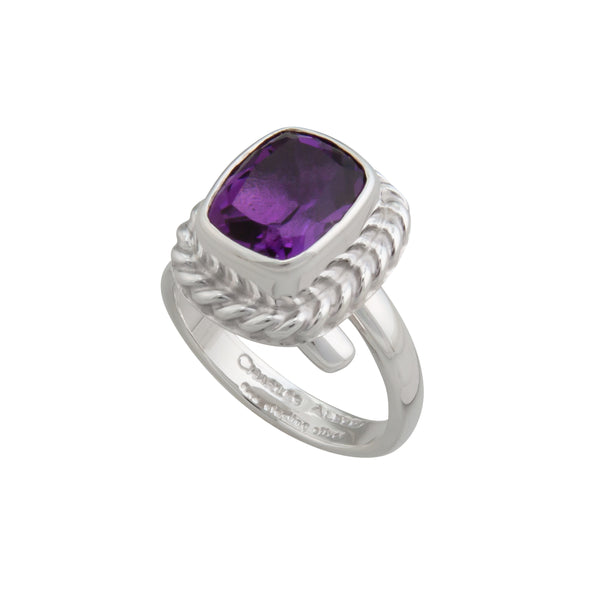 Charles Albert Sterling Silver Amethyst Rope Adjustable Ring Sterling Silver Rings