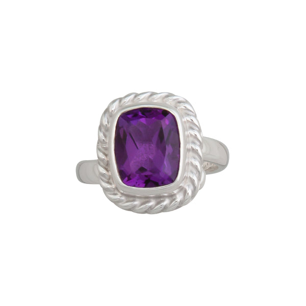 charles albert Sterling Silver Amethyst Rope Adjustable Ring Sterling Silver Rings