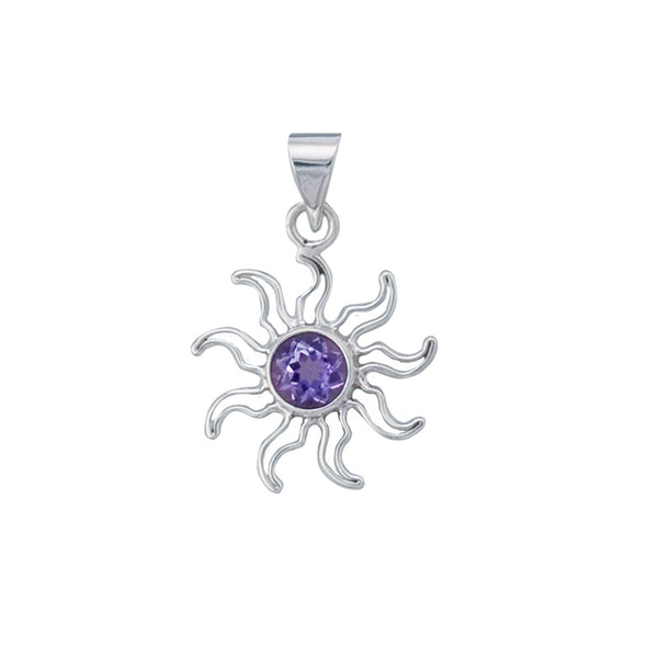 charles albert Sterling Silver Amethyst Sun Pendant Sterling Silver Pendants