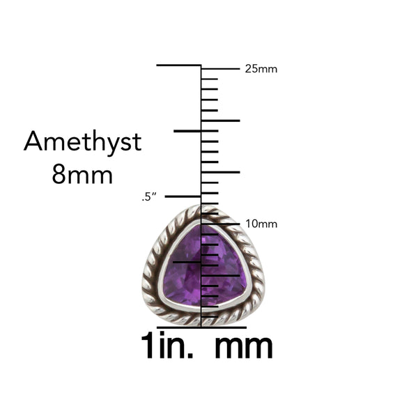 Charles Albert Sterling Silver Amethyst Trillion Rope Post Earrings Sterling Silver Earrings