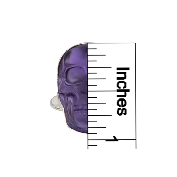 Charles Albert Sterling Silver Amethyst XS Skull Adjustable Ring Sterling Silver Rings