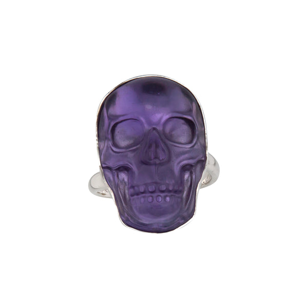 charles albert Sterling Silver Amethyst XS Skull Adjustable Ring Sterling Silver Rings