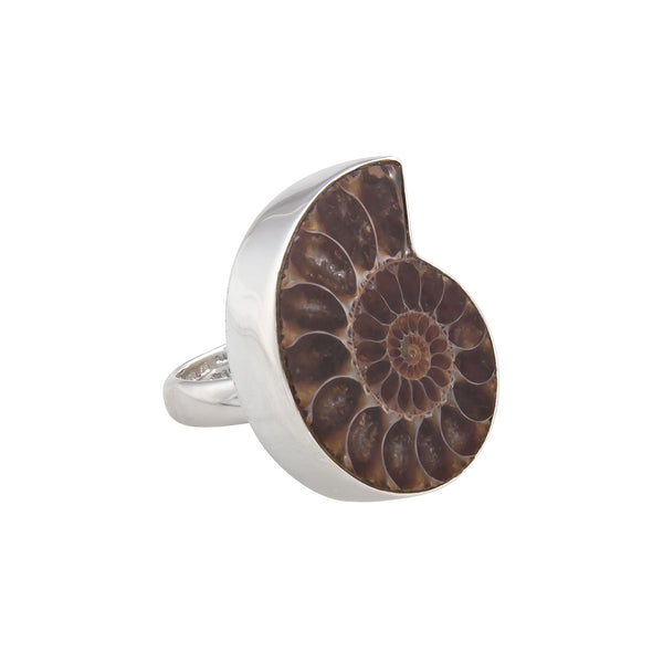 Charles Albert Sterling Silver Ammonite Adjustable Ring Sterling Silver Rings