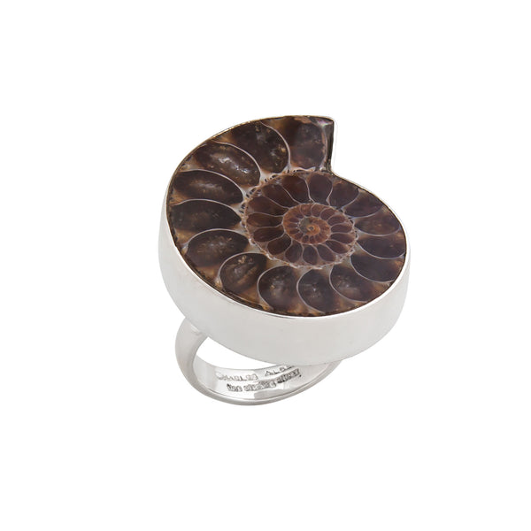 charles albert Sterling Silver Ammonite Adjustable Ring Sterling Silver Rings