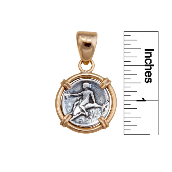 Charles Albert Sterling Silver And Alchemia Boy On Dolphin Replica Coin Prong Pendant Sterling Silver Pendants