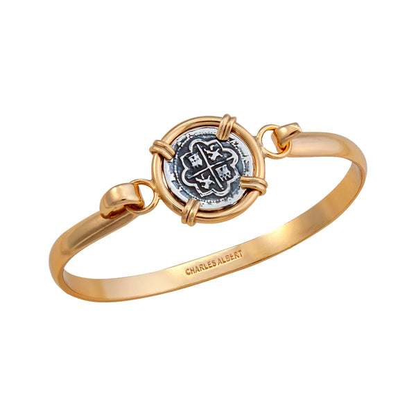 Charles Albert Sterling Silver And Alchemia Replica Spanish Coin Bangle Alchemia Bracelets + Cuffs