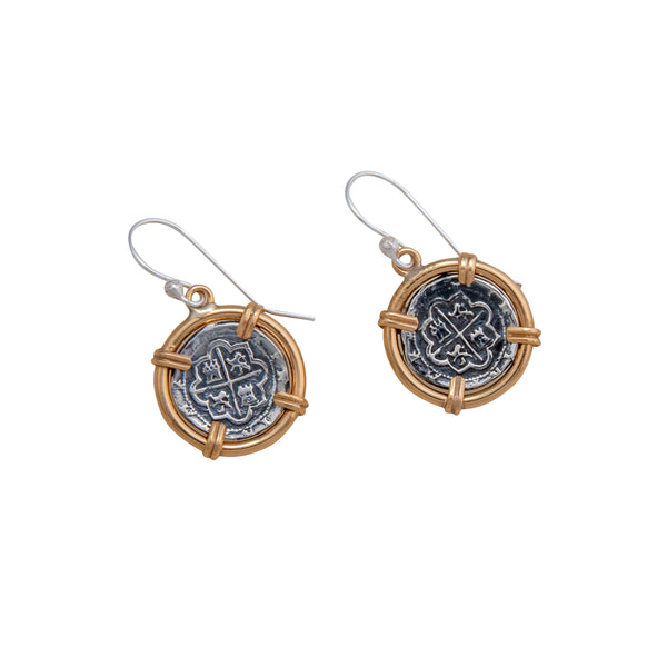 Charles Albert Sterling Silver And Alchemia Replica Spanish Coin Drop Earrings Sterling Silver Earrings