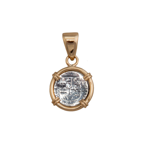 Charles Albert Sterling Silver And Alchemia Replica Spanish Reversible Coin Prong Pendant Sterling Silver Pendants