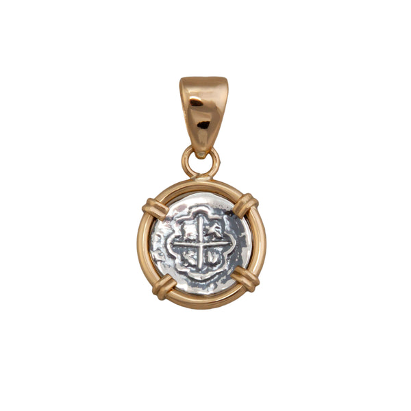 charles albert Sterling Silver and Alchemia Replica Spanish Reversible Coin Prong Pendant Sterling Silver Pendants