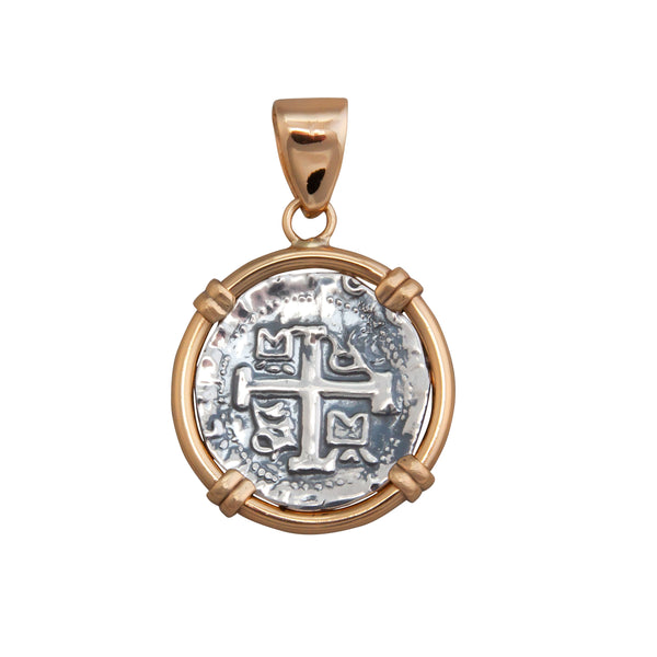charles albert Sterling Silver and Alchemia Reversible Replica Treasure Coin Prong Pendant Sterling Silver Pendants