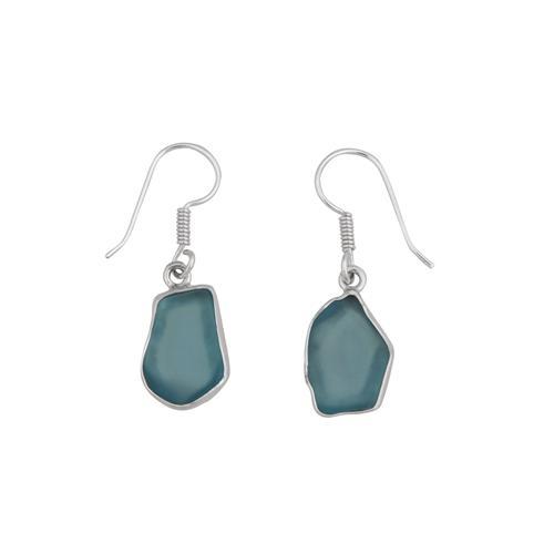 charles albert Sterling Silver Aqua Recycled Glass Drop Earring Sterling Silver Earrings