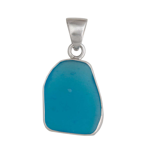 charles albert Sterling Silver Aqua Recycled Glass Pendant Sterling Silver Pendants