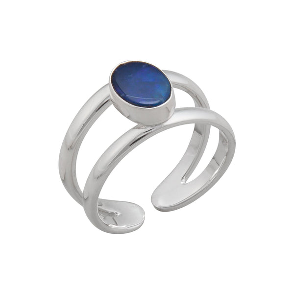 Charles Albert Sterling Silver Australian Opal Adjustable Cuff Ring Sterling Silver Rings
