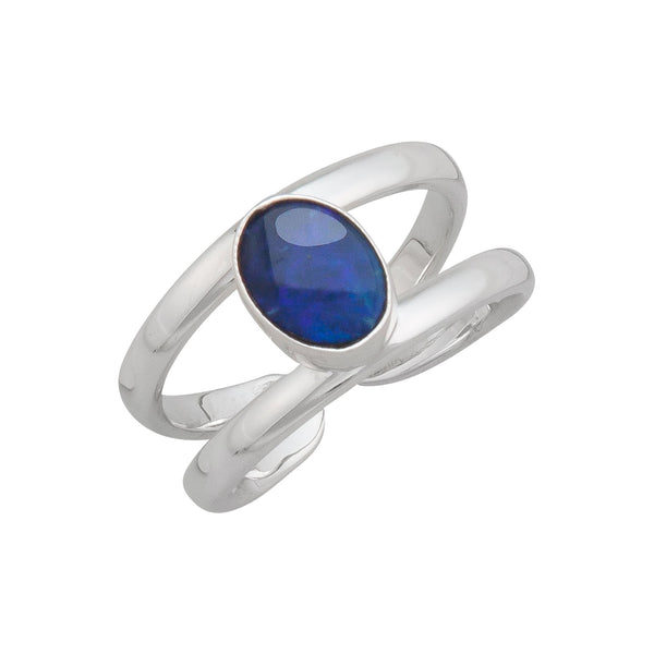 Charles Albert Sterling Silver Australian Opal Adjustable Cuff Ring Sterling Silver Rings