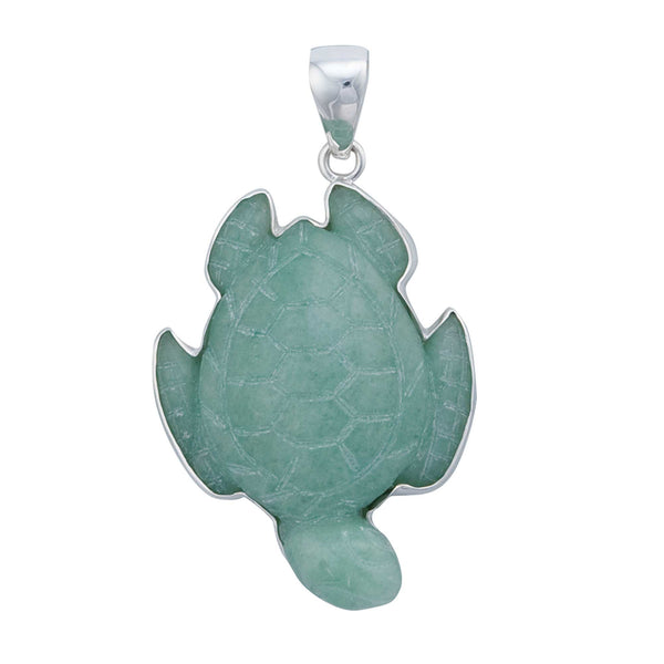 Charles Albert Sterling Silver Aventurine Sea Turtle Pendant Sterling Silver Pendants