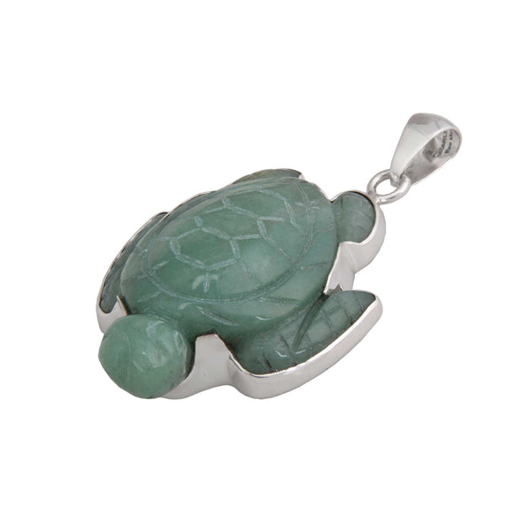 Charles Albert Sterling Silver Aventurine Sea Turtle Pendant Sterling Silver Pendants