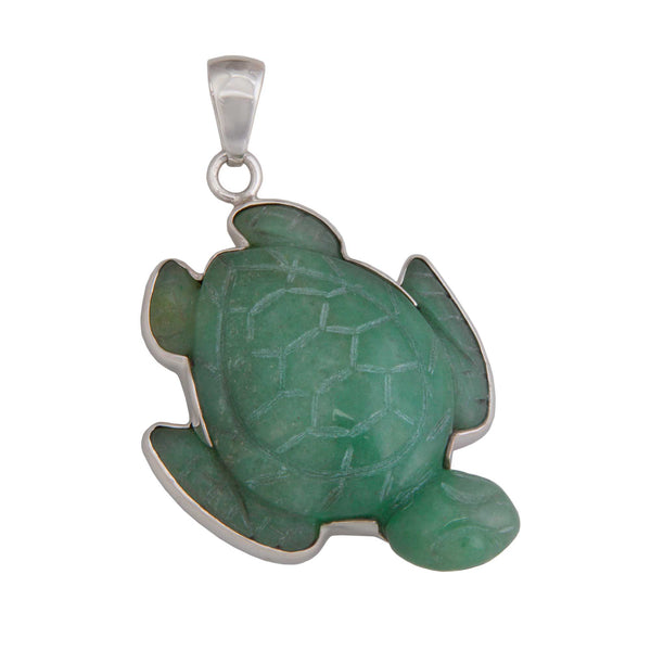charles albert Sterling Silver Aventurine Sea Turtle Pendant Sterling Silver Pendants