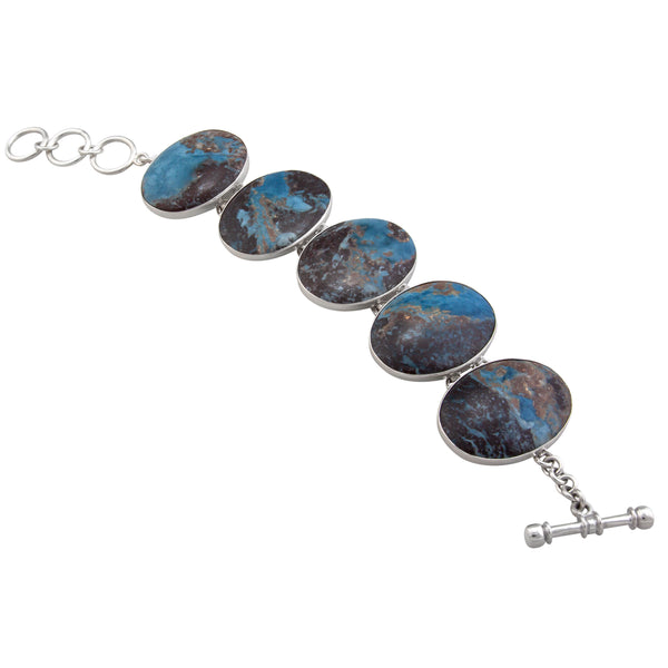 Charles Albert Sterling Silver Aztec Lapis Bracelet Sterling Silver Bracelets + Cuffs