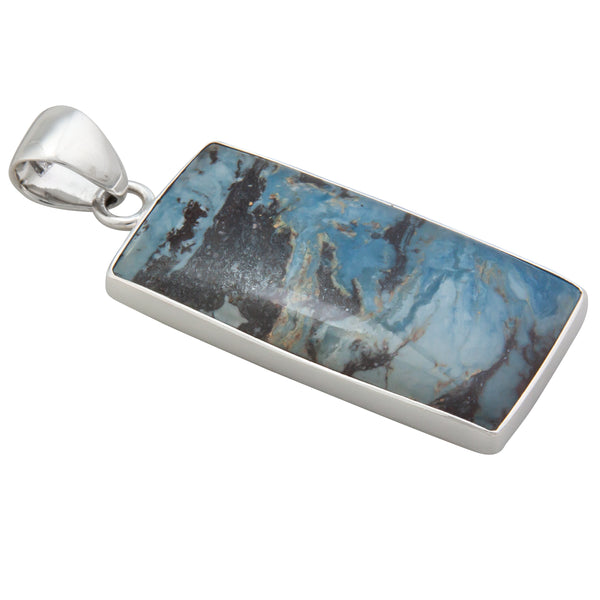 Charles Albert Sterling Silver Aztec Lapis Rectangle Pendant Sterling Silver Pendants