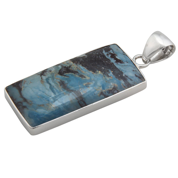 Charles Albert Sterling Silver Aztec Lapis Rectangle Pendant Sterling Silver Pendants