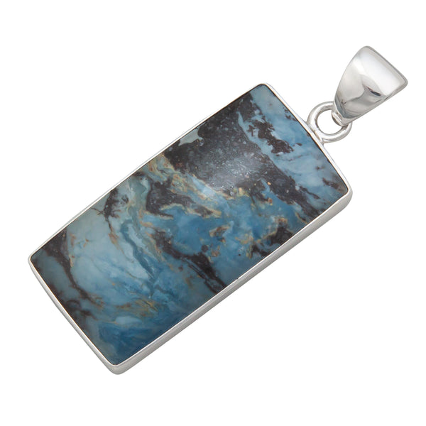 Charles Albert Sterling Silver Aztec Lapis Rectangle Pendant Sterling Silver Pendants