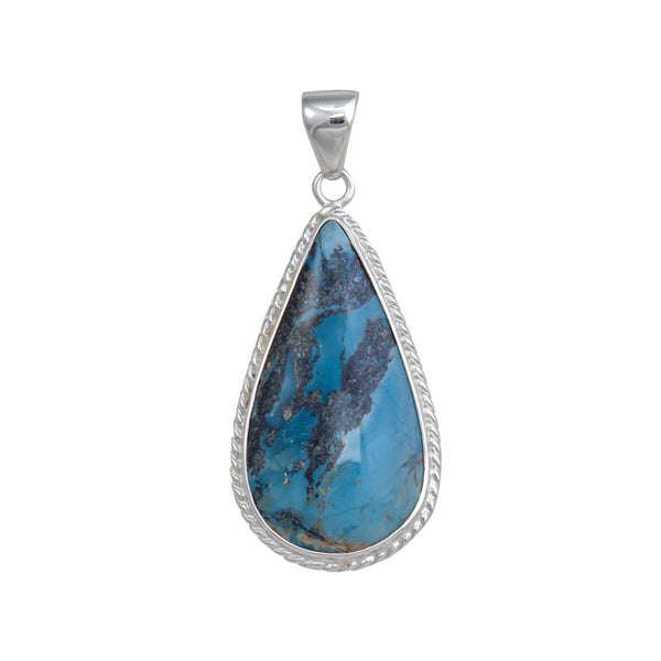 charles albert Sterling Silver Aztec Lapis Teardrop Rope Pendant Sterling Silver Pendants