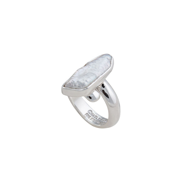 Charles Albert Sterling Silver Biwa Pearl Adjustable Ring Sterling Silver Rings