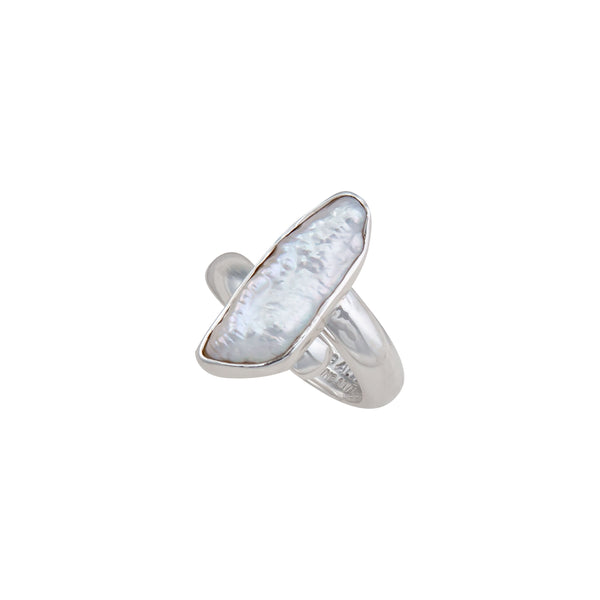 charles albert Sterling Silver Biwa Pearl Adjustable Ring Sterling Silver Rings